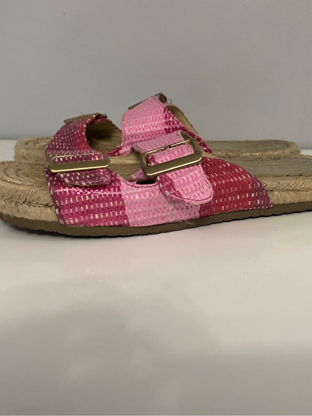 Haute Hippie Pink Ombre Woven Double-Buckle Slide Sandals